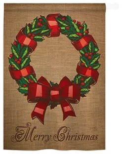 Breeze Decor Christmas Wreath 2-Sided Vertical Impression House Flag