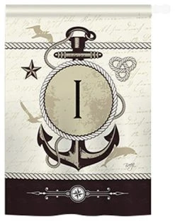 Breeze Decor Nautical I Monogram 2-Sided Vertical Impression House Flag