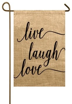 TheWatsonShop Live Laugh Love Burlap Garden Flag