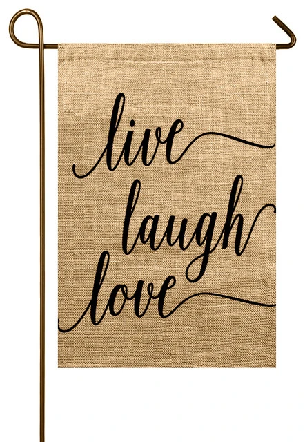 TheWatsonShop Live Laugh Love Burlap Garden Flag 3 TheWatsonShop Live Laugh Love Burlap Garden Flag