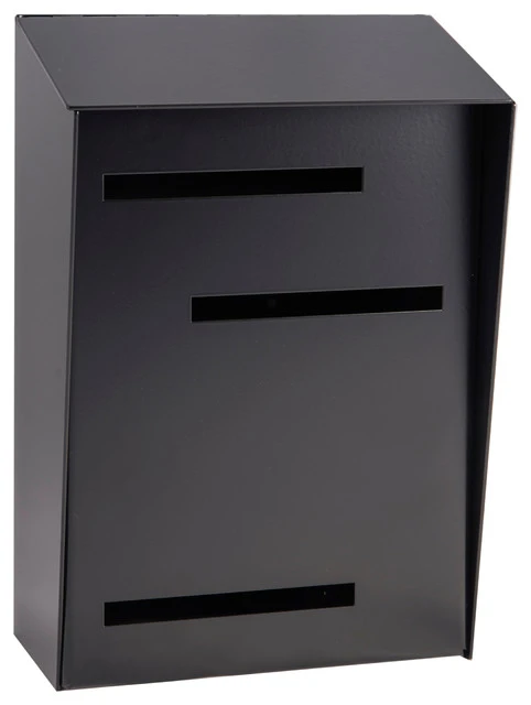 Mid Century Modern Mailbox, Vertical Large, Monochromatic, Black 3 Mid Century Modern Mailbox, Vertical Large, Monochromatic, Black