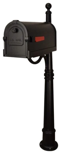 Special Lite Products Company Special Lite Savannah Curbside Mailbox With Ashland Mailbox Post, Black