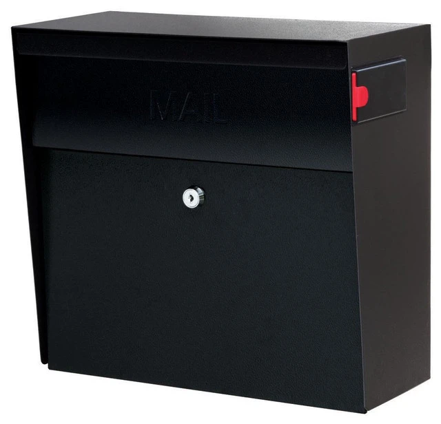Mail Boss Metro Security Locking Wall Mount Mailbox, Black 3 Mail Boss Metro Security Locking Wall Mount Mailbox, Black