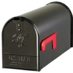 Solar Group Gibraltar® E1100B00 Elite Post Mount Rural Mailbox, Standard Size T1, Black