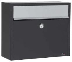 QualArc Allux Series LT150 Wall Mount Locking Mailbox, Black With Gray Flap