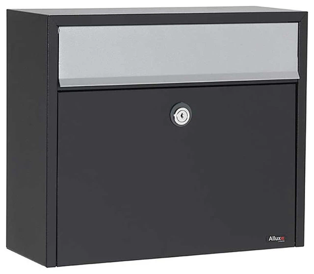 QualArc Allux Series LT150 Wall Mount Locking Mailbox, Black With Gray Flap 3 QualArc Allux Series LT150 Wall Mount Locking Mailbox, Black With Gray Flap