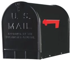 Solar Group Gibraltar ST200B00 Ribbed Galvanized Steel Rural Mailbox, Jumbo, Black