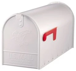 Solar Group Gibraltar E11600W00 Elite Post Mount Galvanized Steel Mailbox, Large, White